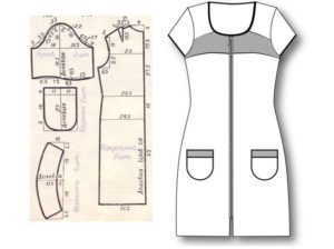 Выкройка халата на молнии с рукавом