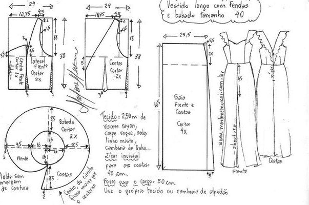 выкройка платья в пол